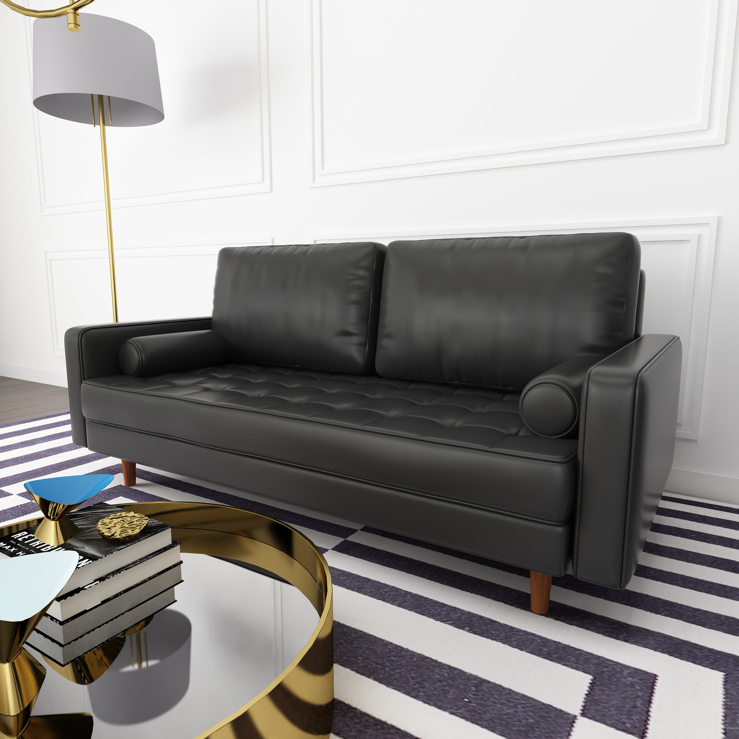 Wade Logan® Caite 70" Wide Faux Leather Square Arm Sofa & Reviews | Wayfair