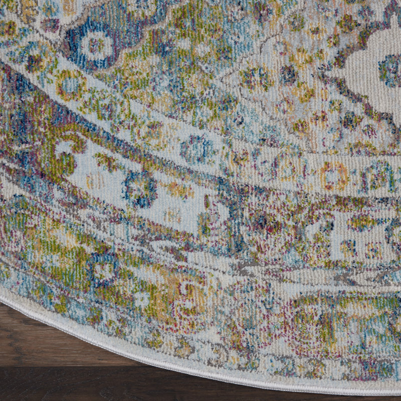 Tapis bleu d'inspiration persane Raymond, Rond 4 pi