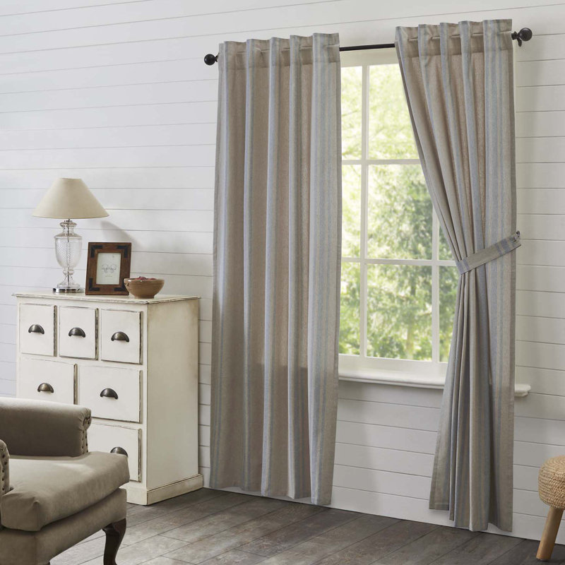 Tana Cotton Blend Room Darkening Curtain Panel Pair, 40" W x 84" L, Blue Gray