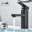 Modern Bathroom Basin Sink Tap Monobloc Mixer Taps Waterfall Black Pop Up Waste