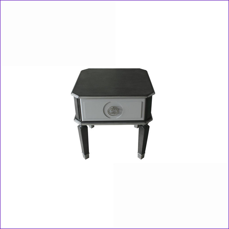 Table basse en composite gris anthracite / bois clair avec tiroir à extension 2/3, facile à assembler pour le salon