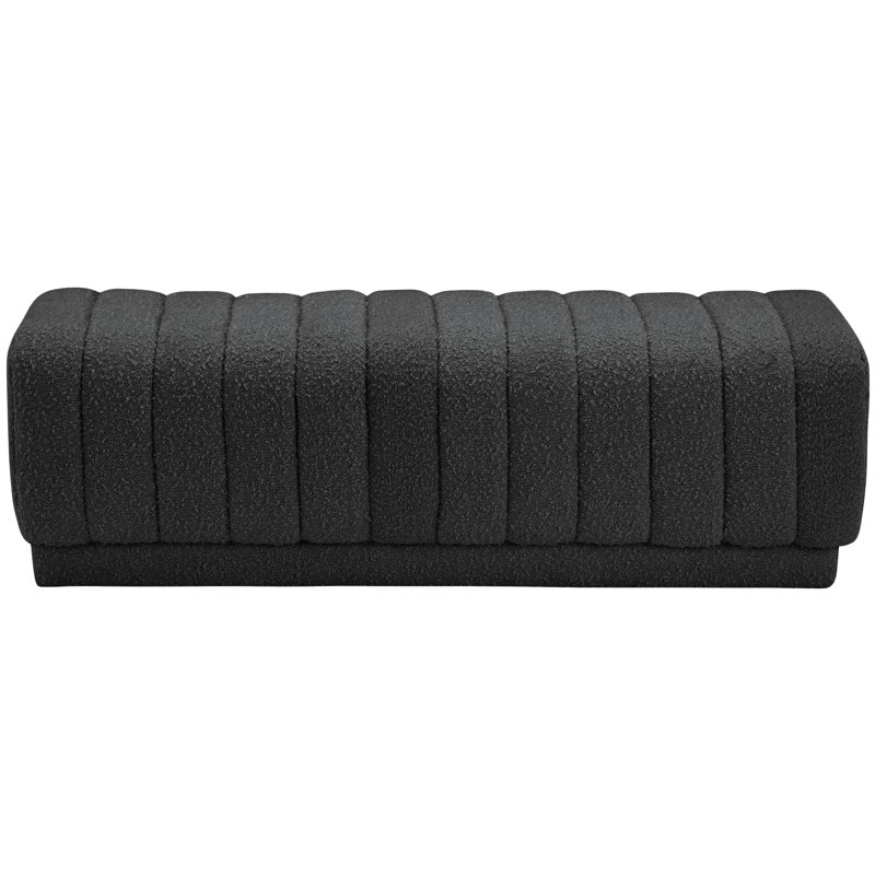 Repose-pieds rembourré en tissu Heathrow Boucle, Tissu bouclé noir