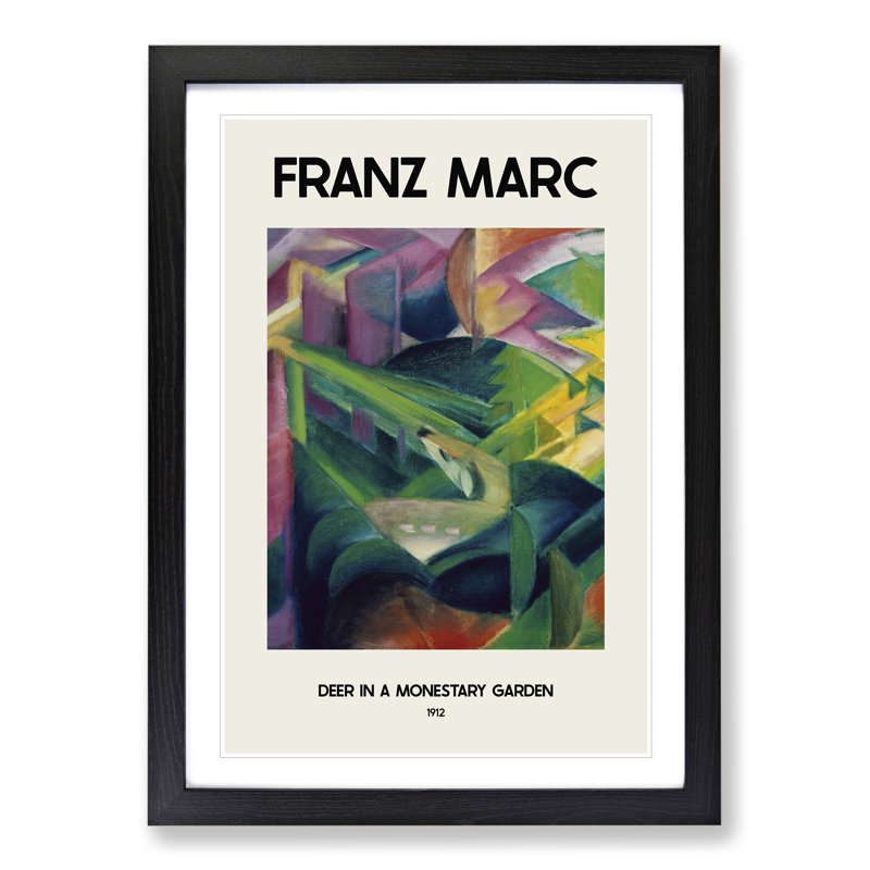 Deer In A Monastery Garden by Franz Marc - Single Picture Frame Print, 65cm H x 48cm W x 2cm D, Black Framed