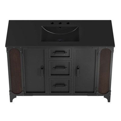 Meuble-lavabo sur pied simple avec plateau en céramique 48 po Modway Steamforge