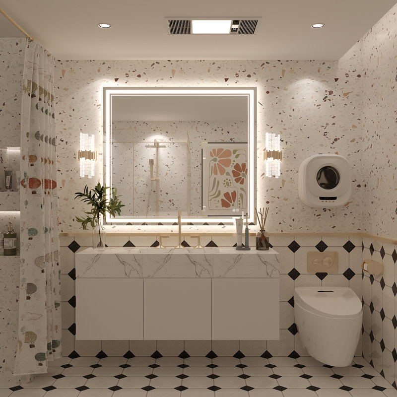 Miroir de salle de bain mural en verre trempé à l'avant et à l'arrière Molly, 40 po x 36 po
