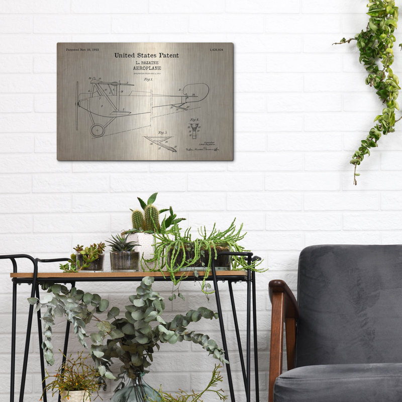 «Air plane Blueprint Brevet Parchment» par Patents, H 12 po x l 16 po