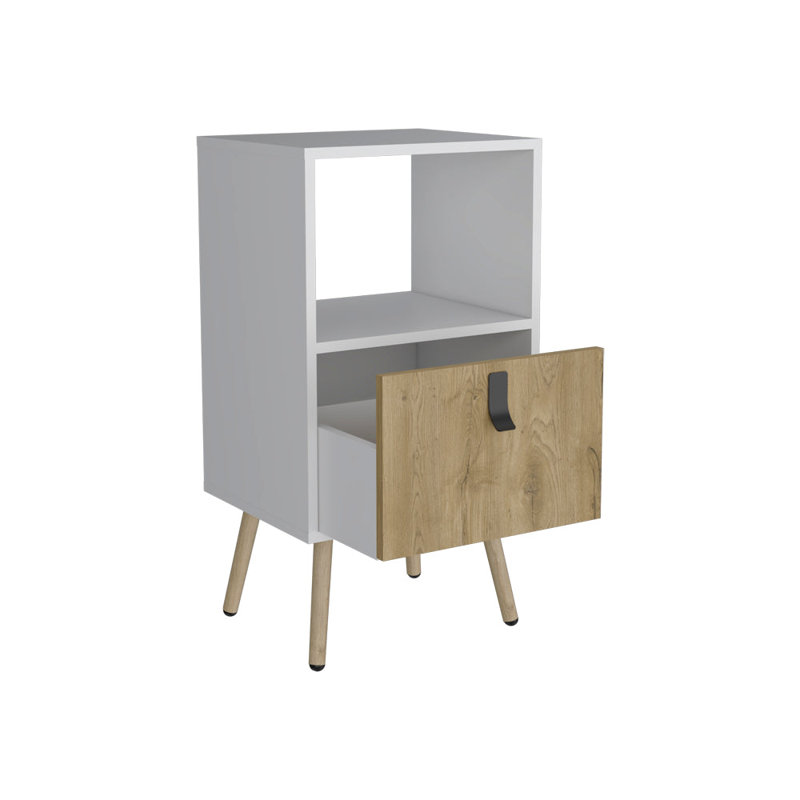 Table de chevet A Magness, chambre, blanc / macadamia