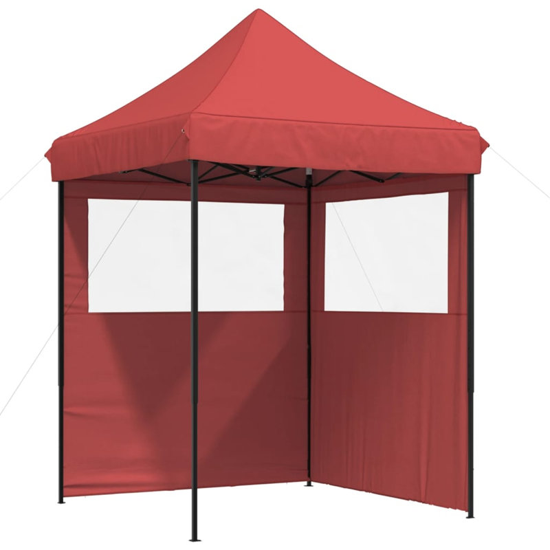 Vidaxl Foldable Party Tent Pop-Up With 2 Sidewalls, 306cm H x 200cm W x 200cm D, Burgundy, Black