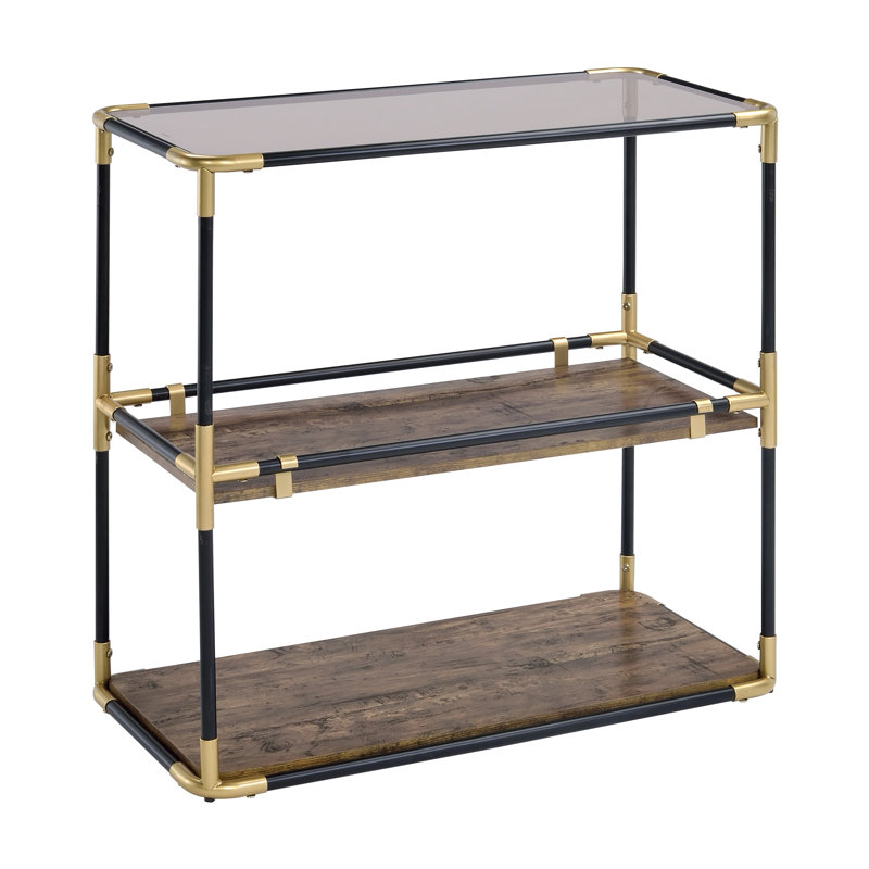 Console, noir / or et verre fumé