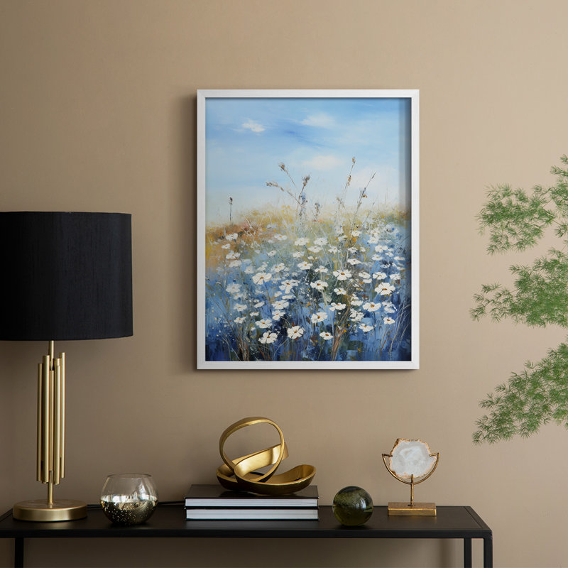 FLORAL Series III - reproduction encadrée de qualité supérieure - prête à être accrochée - aucun clou requis, Blanc