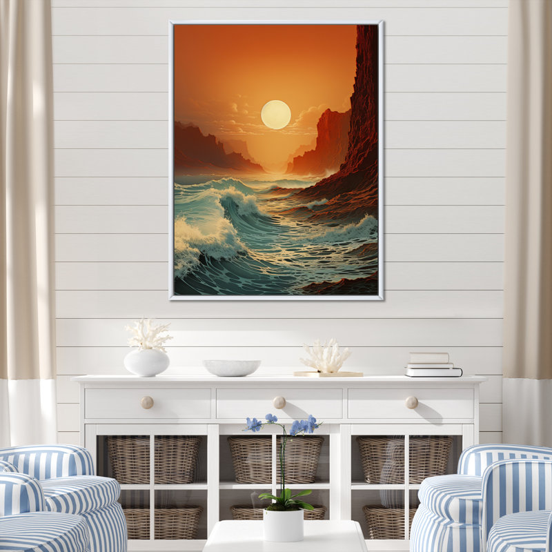 «Coastal Minimalisme Photo X III», art mural sur toile nautique et plage, H 32 po x l 16 po x P 1 po, Cadre flottant blanc