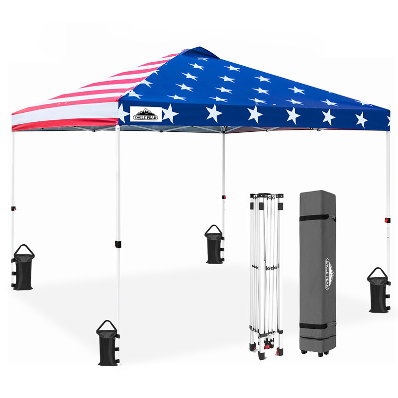 American Flag 10x10 ft Pop-Up Canopy Tent with Mesh Walls