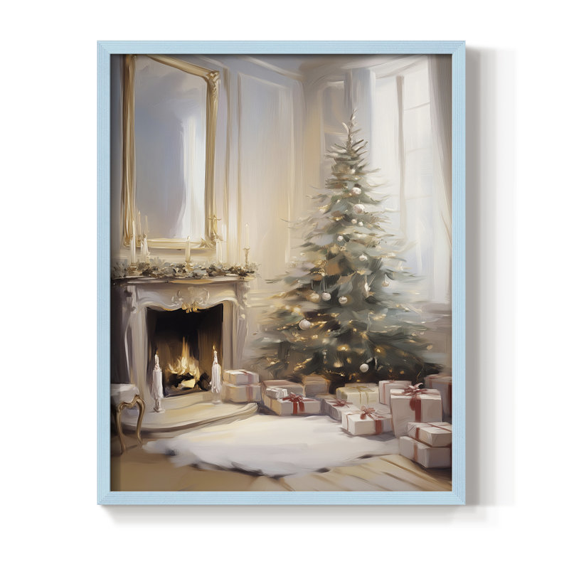 Art des Fêtes de Noël - Série 2 - CECV, reproduction d'art encadrée - bois massif, H 15 po x l 12 po, Bleu