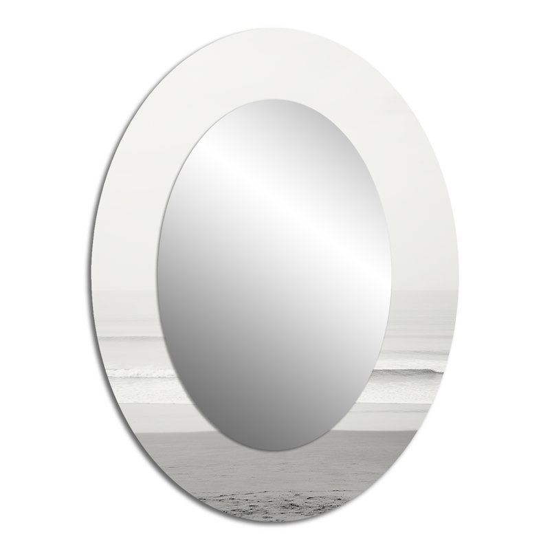 Miroir mural ovale gris et noir en noir et blanc, 40 po x 30 po