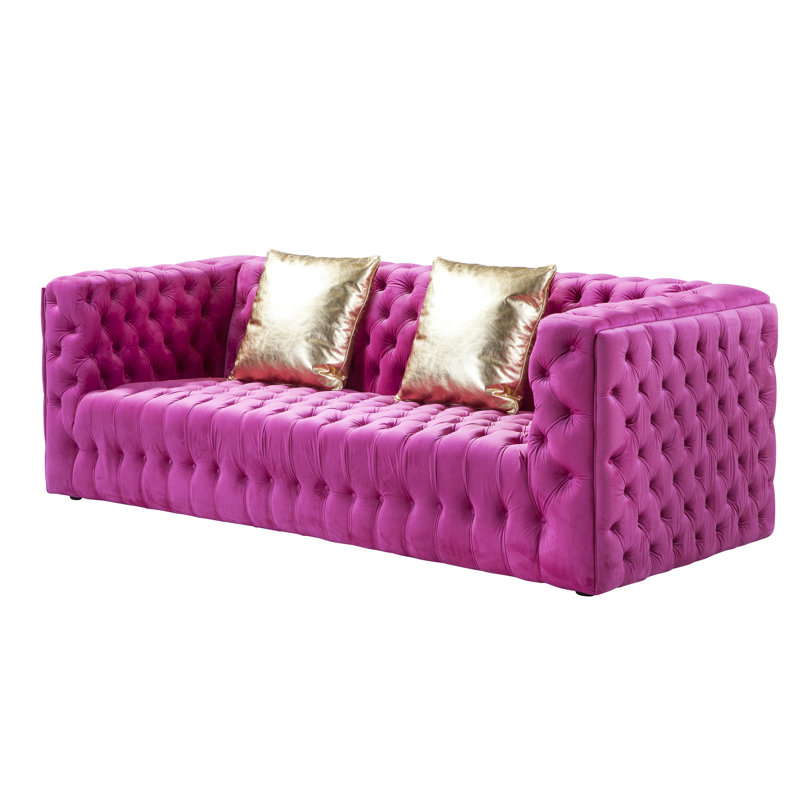 Canapé capitonné en velours 89,37 po Vicenza, Velours fuschia