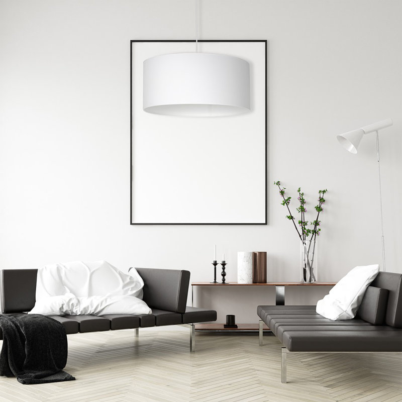 Casino 1 - Light Chrome Drum Pendant, White/Silver