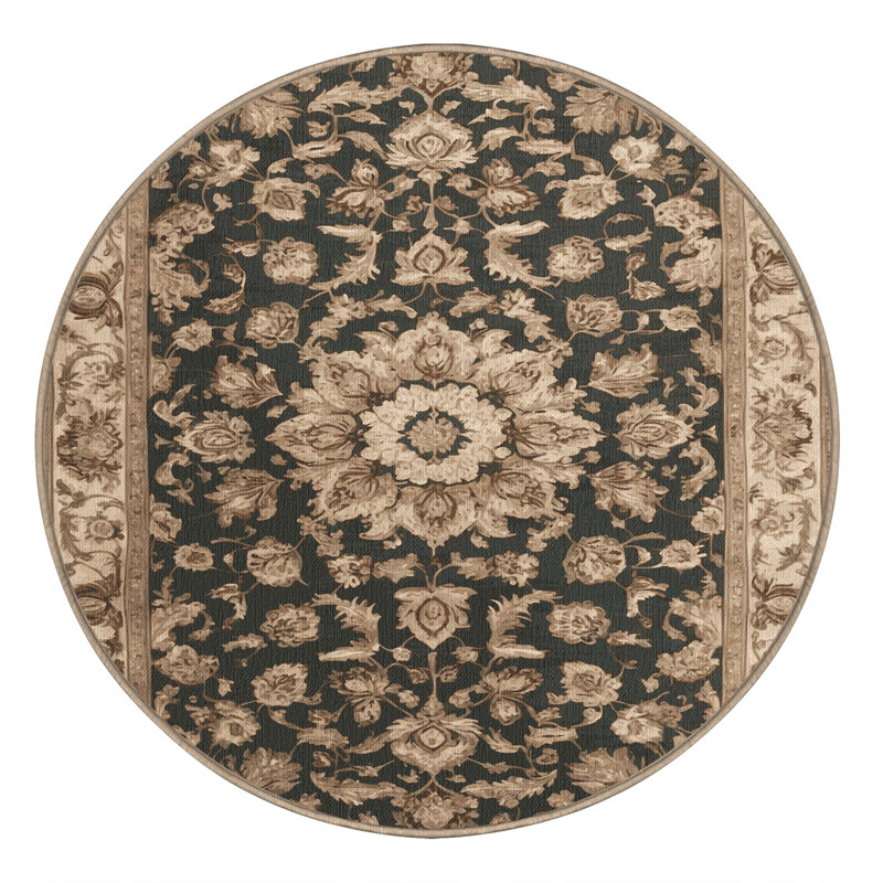 Tapis brun lavable à la machine, Rond 6 pi