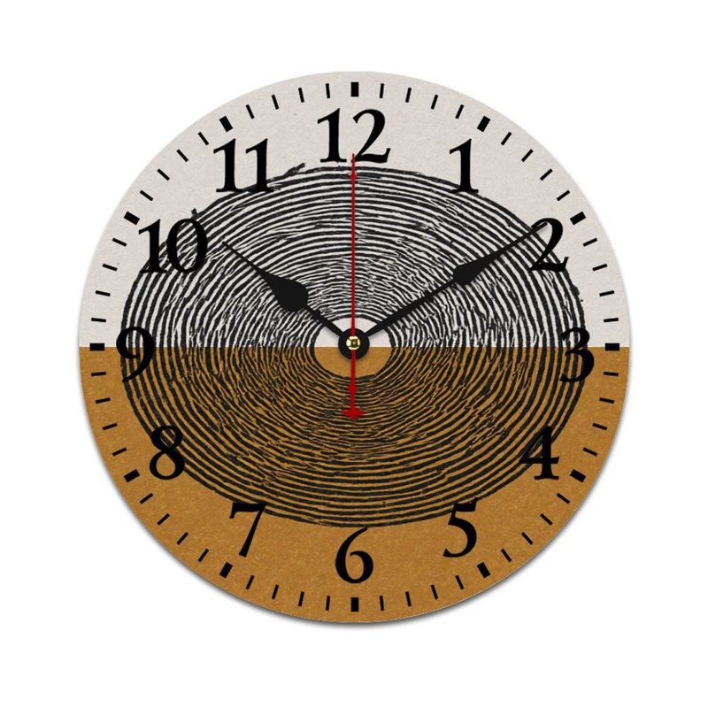 Abstract Tree Ring Round 12" x 12" Wall Clock Decor, for Office