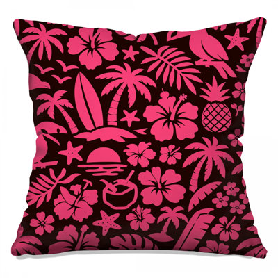 Tropical Pink Hibiscus Double Sided Throw Pillows