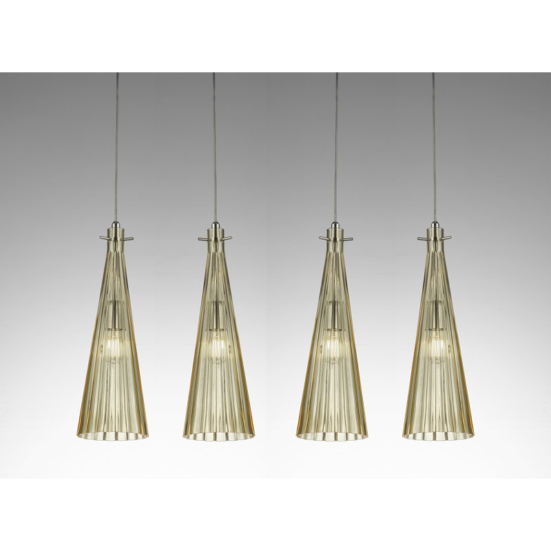 Costa 4 - Light Nickel Kitchen Island Pendant, Amber