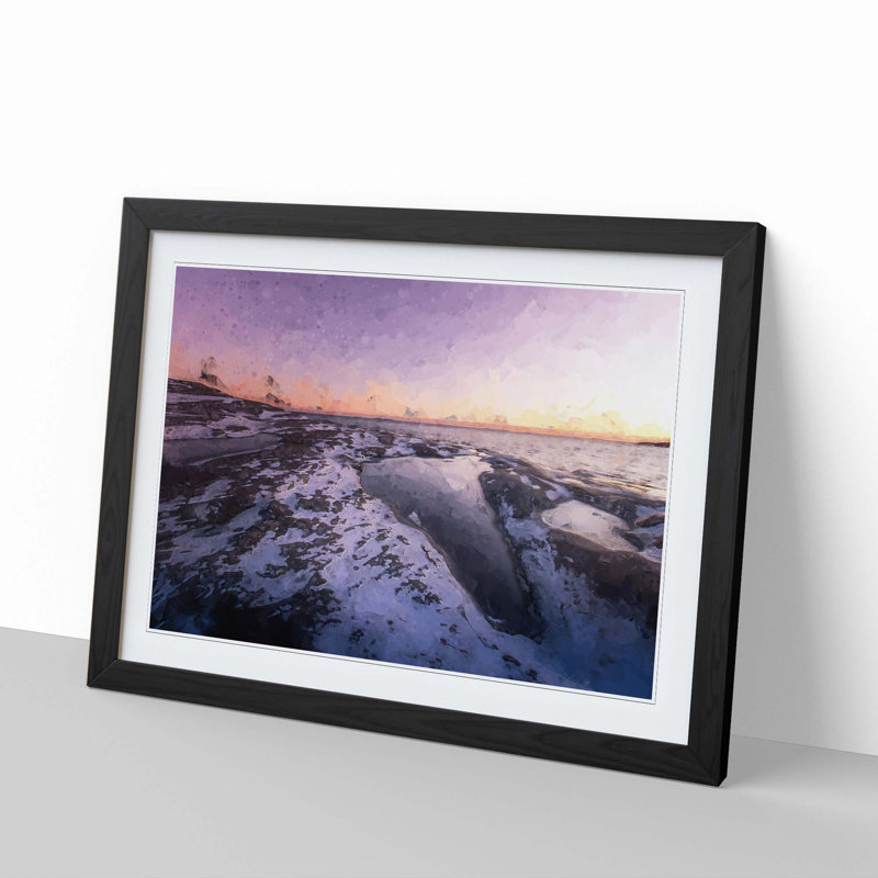 Ice Pool in Helsinki Finland in Abstract - Picture Frame Graphic Art Print, 60cm H x 91cm W x 2cm D, Black