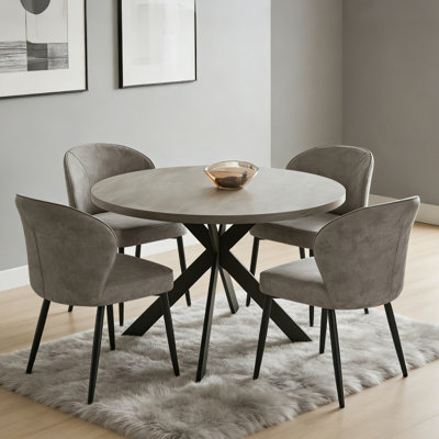 Modern Kitchen Dining Set, Round Dining Table with Dining Chairs