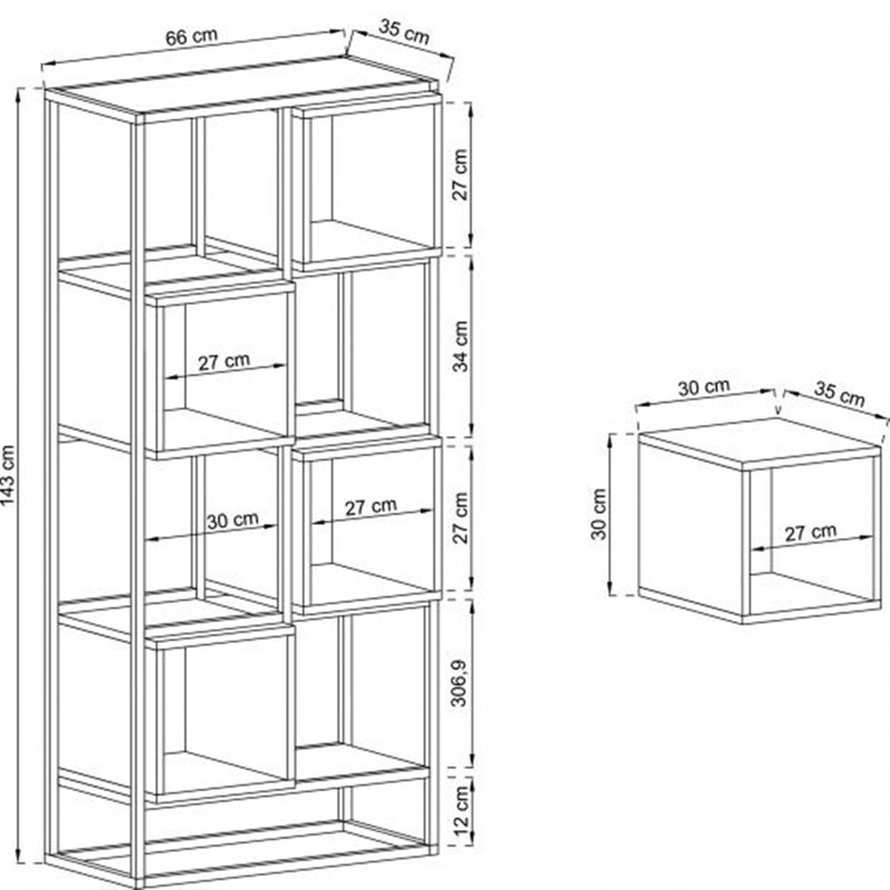 Deveshi 143cm H x 66cm W Steel Cube Bookcase
