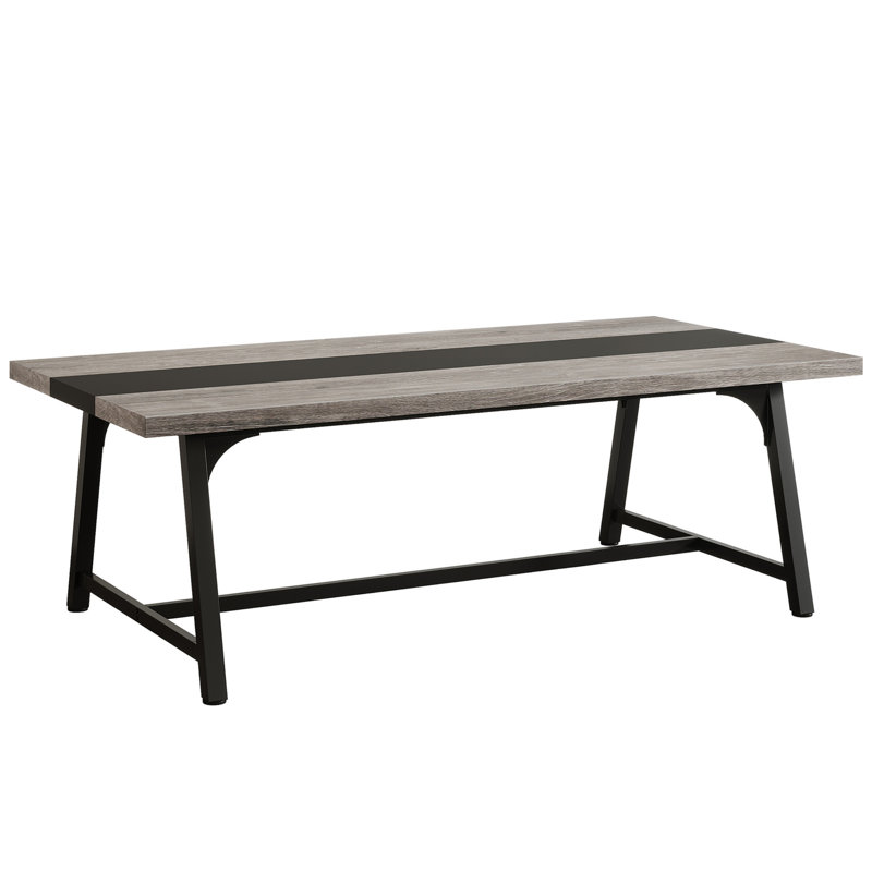 70.87", Modern Rectangular Conference Table For 6-8 People, Office Executive Desk With Durable Metal Frame, Large Work Surface For Boardroom & Team Collaboration – Grey & Black