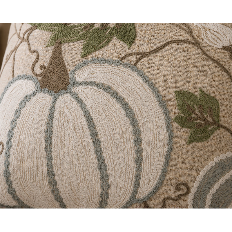 Embroidered Linen Throw Pillow