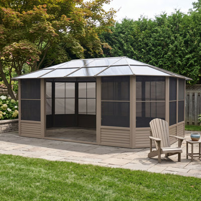 Gazebo Penguin Florence Solarium 12 Ft X 18 Ft Polycarbonate Roof - Sand