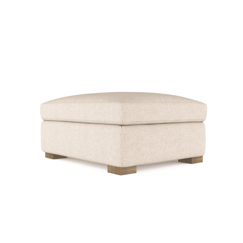 Horatio Ottoman, Plush Velvet Oyster, Weathered