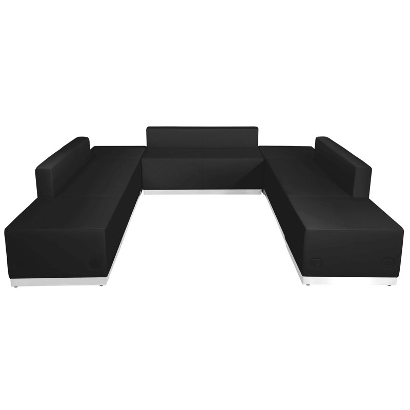 Configuration de réception modulaire Hercules 7 PC LeatherSoft avec dossier et siège tendus, Noir