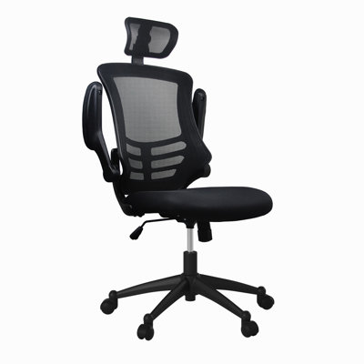 Fauteuil de direction moderne haut dossier en filet avec appui-tête et accoudoirs rabattables