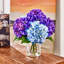 13 - Fleurs d'hortensia artificielles dans un vase - Fleurs d'hortensias artificielles avec vase en verre transparent et eau artificielle, centre de table pour la décoration intérieure, bureau, salle à manger-266765134
