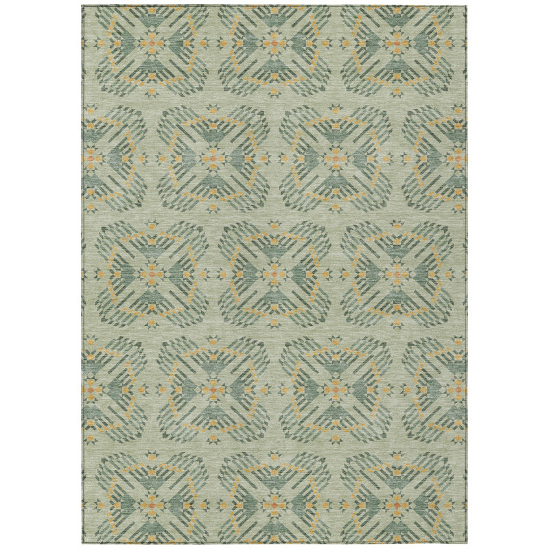 Machine Washable Indoor/Outdoor Chantille ACN2563 Geometric Rug, Celery, 2'6" x 3'10"