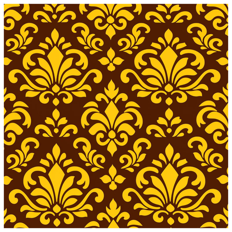Édredon jaune à motif damassé brun, Twin