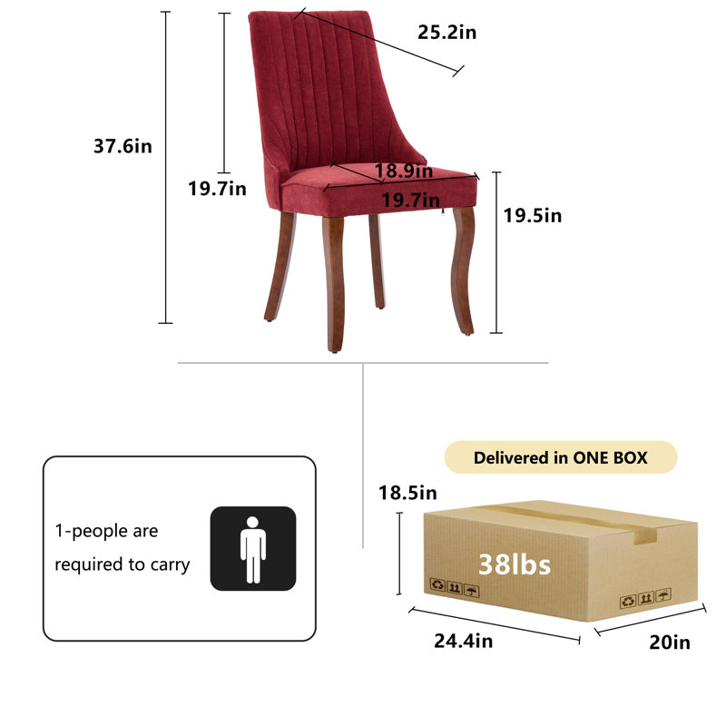Ensemble de 8 chaises de salle à manger rembourrées Modern Simplicity, Rouge