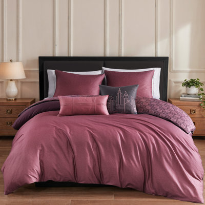  Bebejan Mauve Dreams 100% Cotton Sateen 5 Piece Reversible Comforter Set