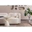 Canapé blanc en molleton Boucle de style minimaliste, sièges confortables et spacieux pour la détente - 3 places assises, confort et durabilité combinés