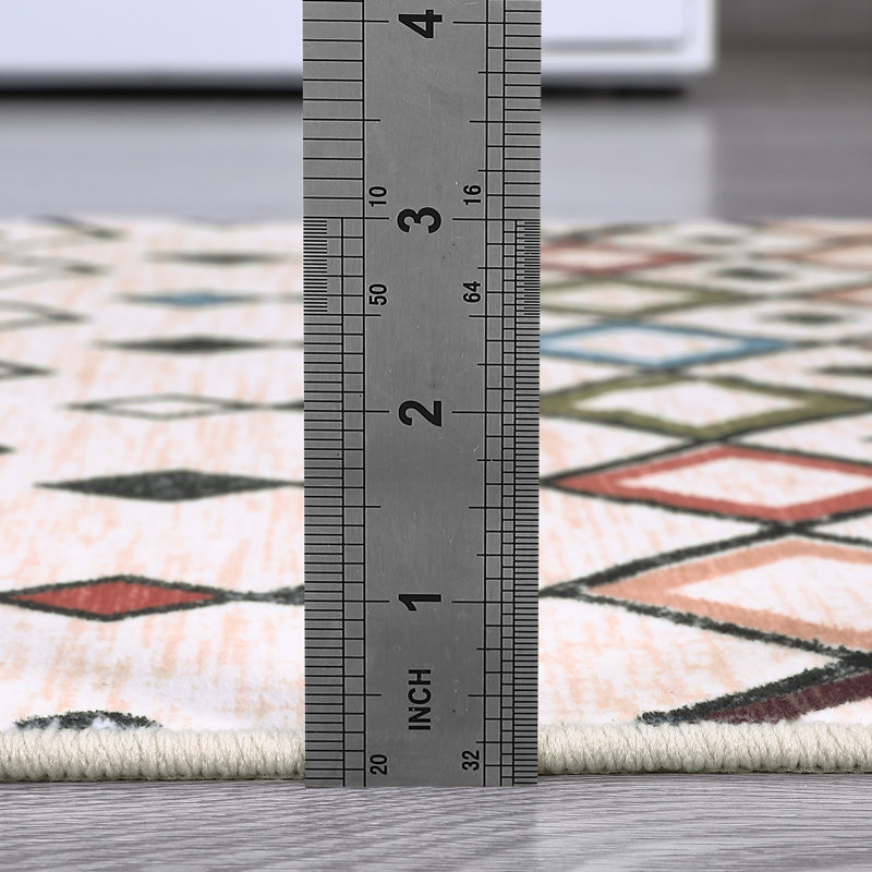 Washable Area Rug for Bedroom Geometric Moroccan Distressed Rug for Living Room Hallway Runner Rug Soft Striped Abstract Aesthetic Rug Enterway Floor Mat Non Slip Low Pile Stain Resistant Carpet for Kitchen Laundry Office