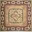 Antique American Hooked Geometric Medallion Rug