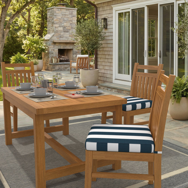 Sunbrella Indoor/Outdoor Dining Chair Cushion, 18" W x 18" D, Sunbrella® Refuge Indigo