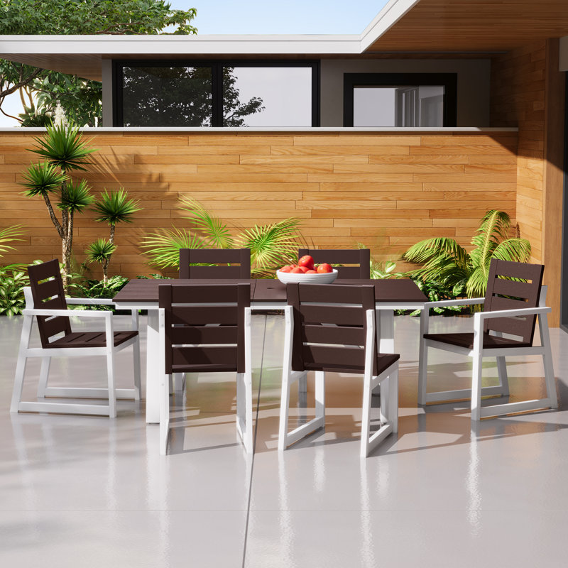 Ensemble repas d'extérieur 7 pièces 7 pièces, Marron foncé