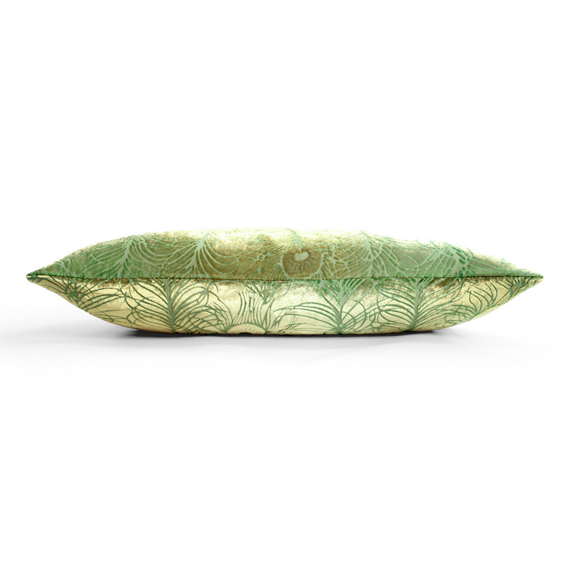 Lumbar Velvet Pillow Cover & Insert, Grass, Rectangle 14"H x 20"W