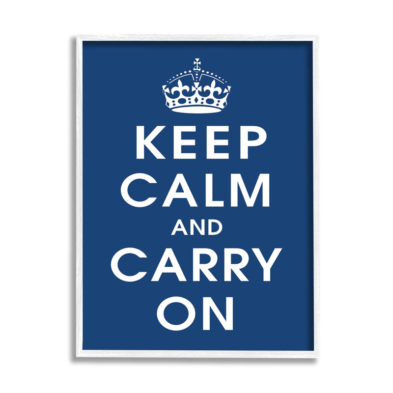 Keep Calm And Carry at-068, H 30 po x l 24 po x P 1,5 po, Giclée encadrée blanc bord de mer
