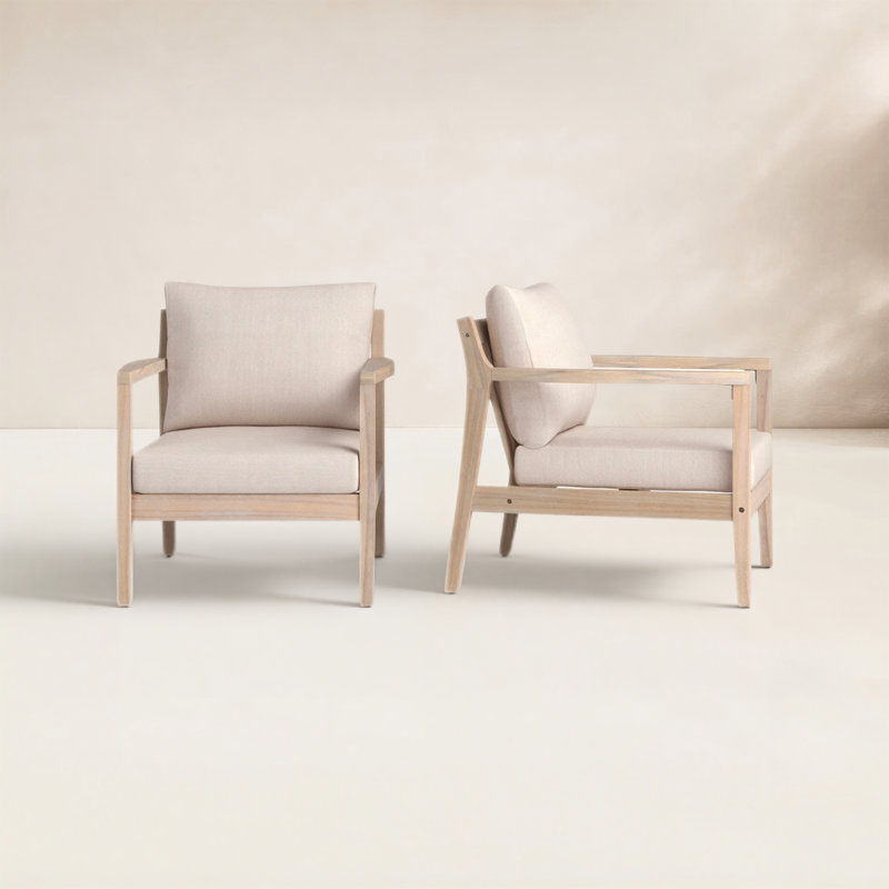 Amina Acacia Outdoor Lounge Chair, Beige Performance