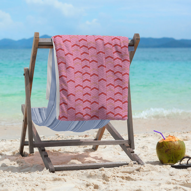Beach Towel, Pink/Red/Beige, Microfiber