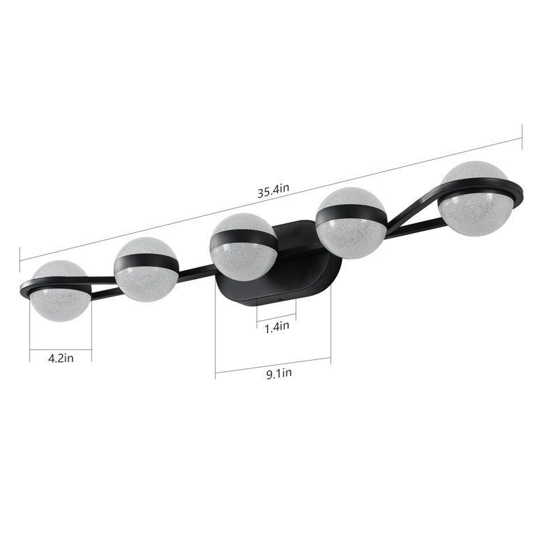 5-Matte black spherical LED vanity light