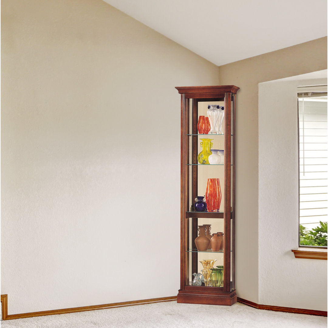 Gregory Curio Display Cabinet, Reeded Columns, Profiled Molding, Side Access Doors Darby Home Co