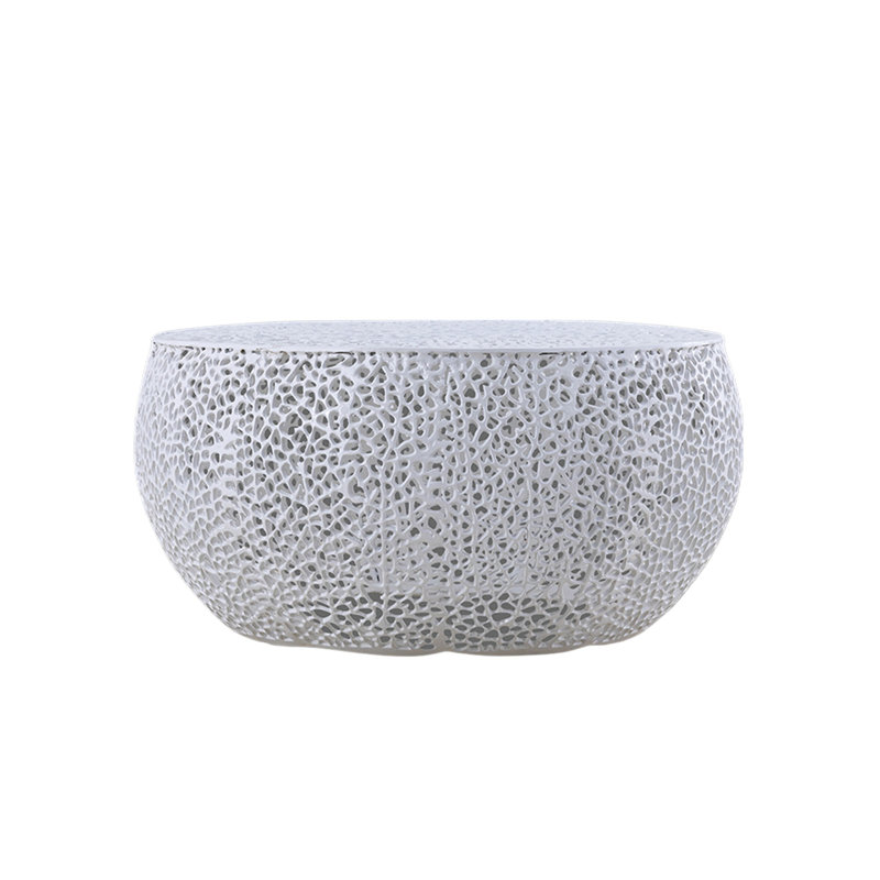 Kawanna Aluminum Drum Coffee Table, White